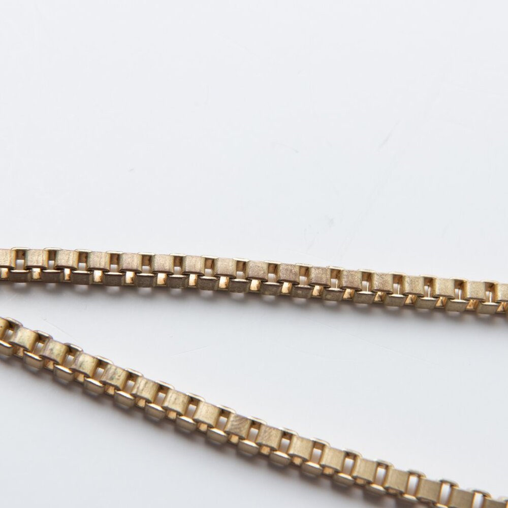 Talbots Rhinestone Statement Necklace Box Chain Gold Blue - Picture 3 of 5